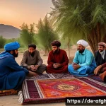 Home 22 아프가니스탄 종교적 분포 - A vibrant scene depicting a traditional Afghan wedding in a rural village, showcasing predominantly ...