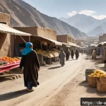 Home 21 아프가니스탄 테러 사건 타임라인 - A detailed, realistic depiction of a bustling Afghan market scene during daylight, showing civilians...
