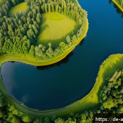 Home 32 희귀 동식물 보호 프로젝트 - A detailed aerial view of a dense German forest and wetland habitat captured by a drone at golden ho...