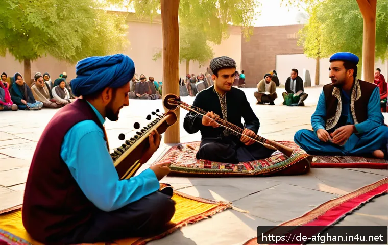 아프가니스탄 언어의 변천사 - A vibrant Afghan cultural festival scene showcasing a diverse group of people from various ethnic ba...