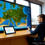 언어 교육 시스템 - Photorealistic modern language education system in a bright Berlin adult-learning classroom, diverse...
